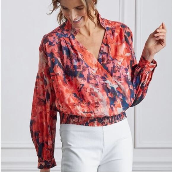 Soft Surroundings Rioja Crossover Wrap Red Blouse - Picture 1 of 8